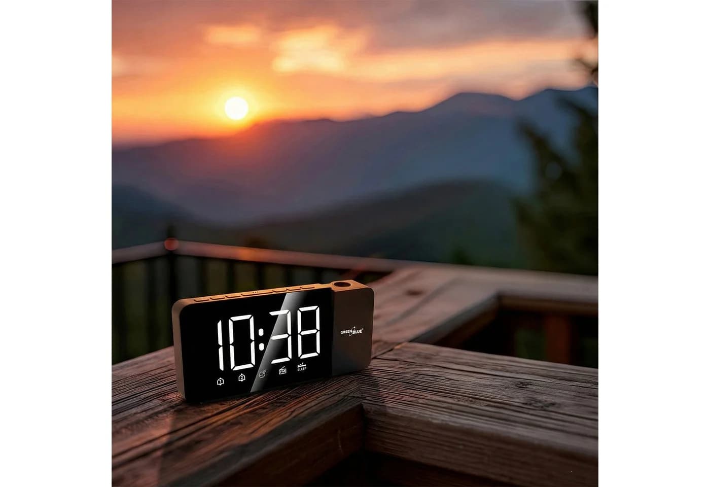 GreenBlue Radiowecker GB172 LED mit Projektor FM-Radio Schwarz - Bild 3