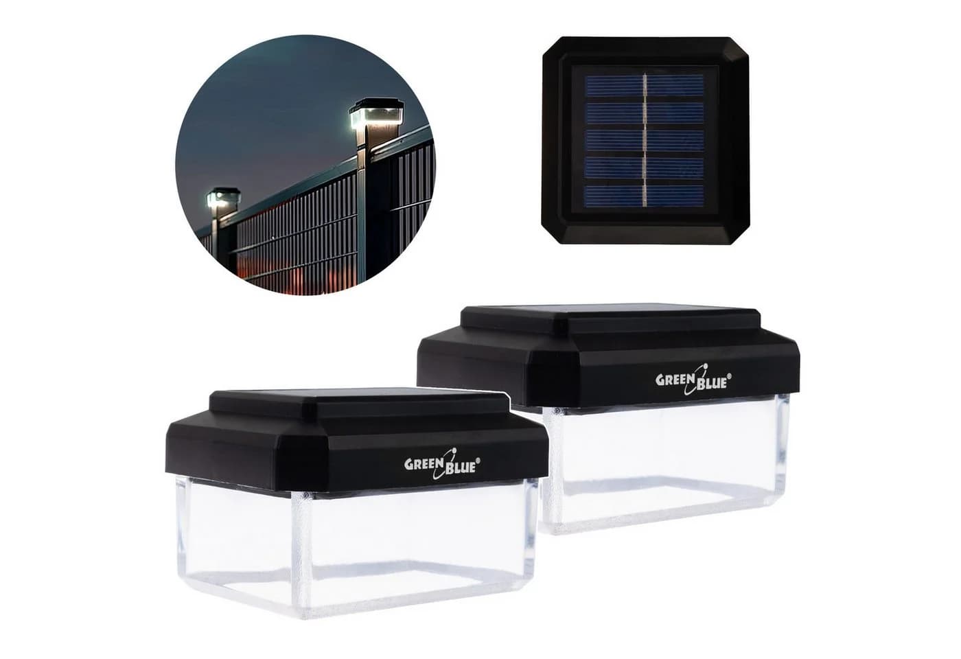 GreenBlue LED Solarleuchte Aufsatz Schwarz Warmweiß - Bild 2