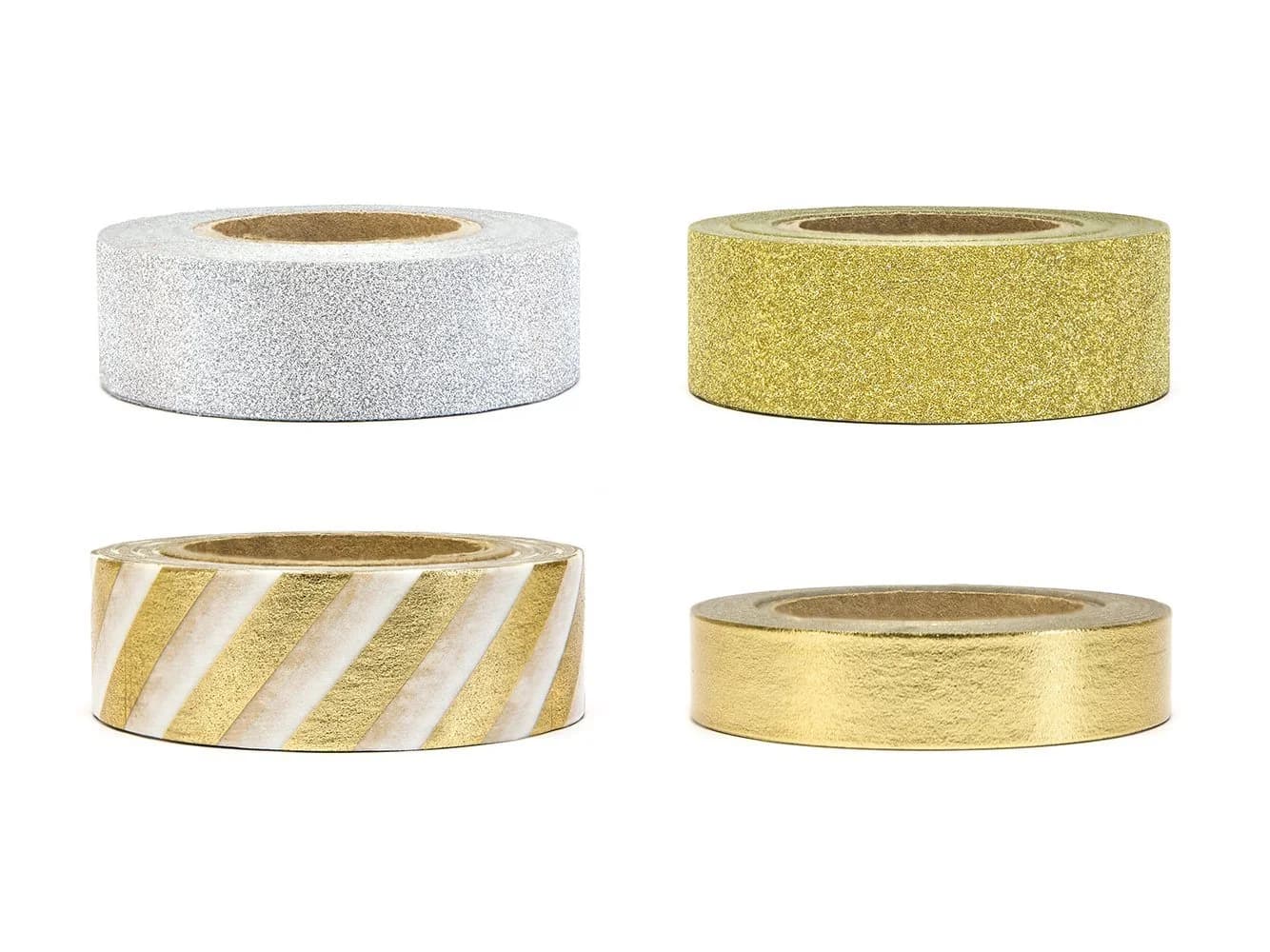 partydeco Washi Tape 4er Set mit Glitzer Gold Silber - Bild 2