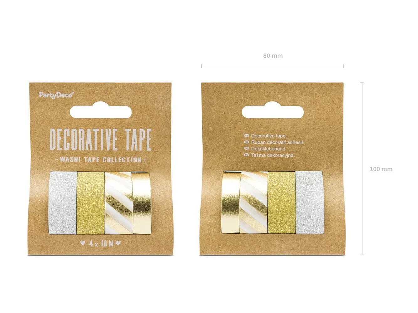 partydeco Washi Tape 4er Set mit Glitzer Gold Silber - Bild 3