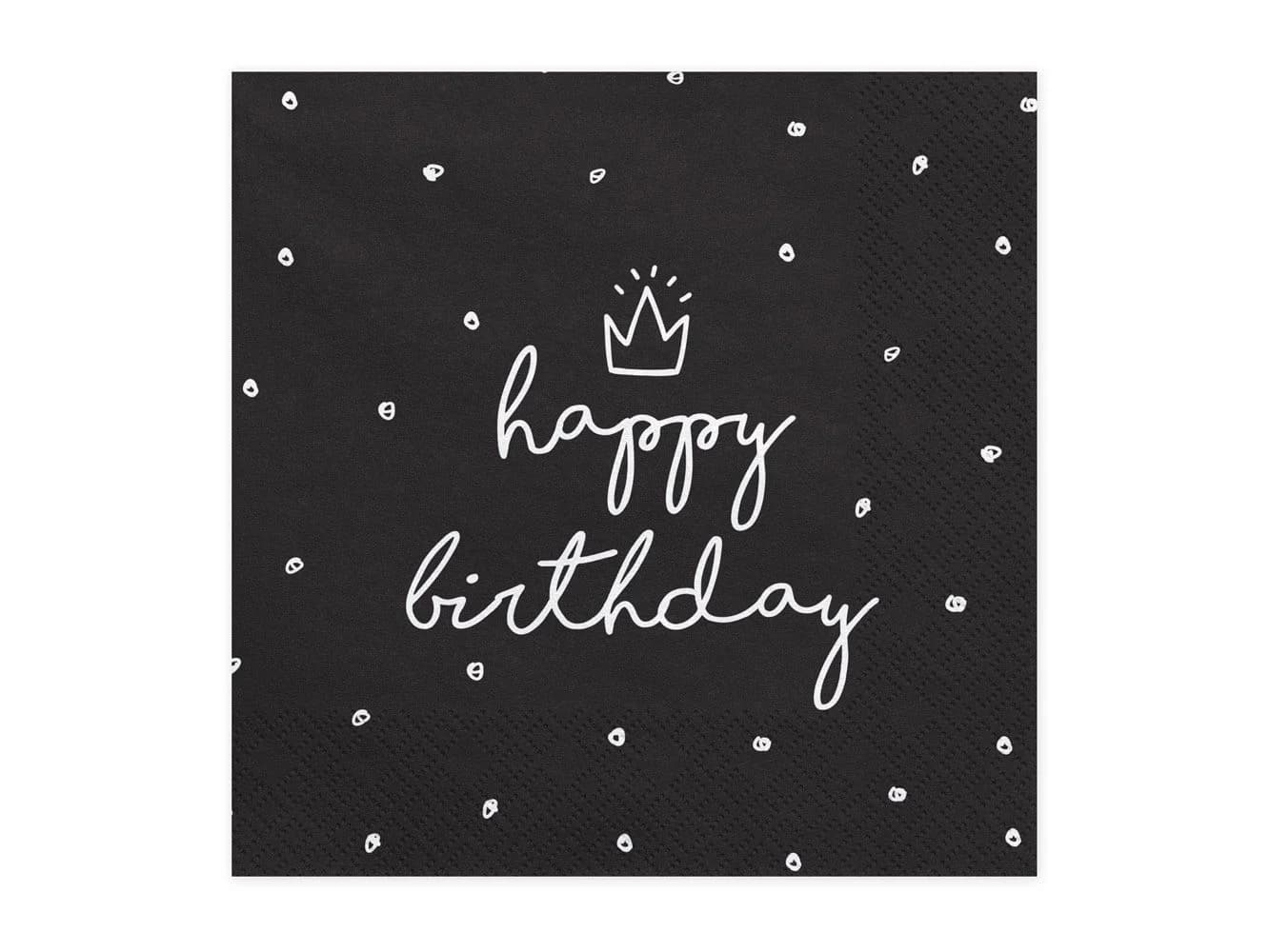partydeco Papierserviette Happy Birthday Schwarz-Weiß 20 Stück