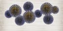 partydeco Papierrosette 4er Set Blau Gold Sternmuster Bild 1