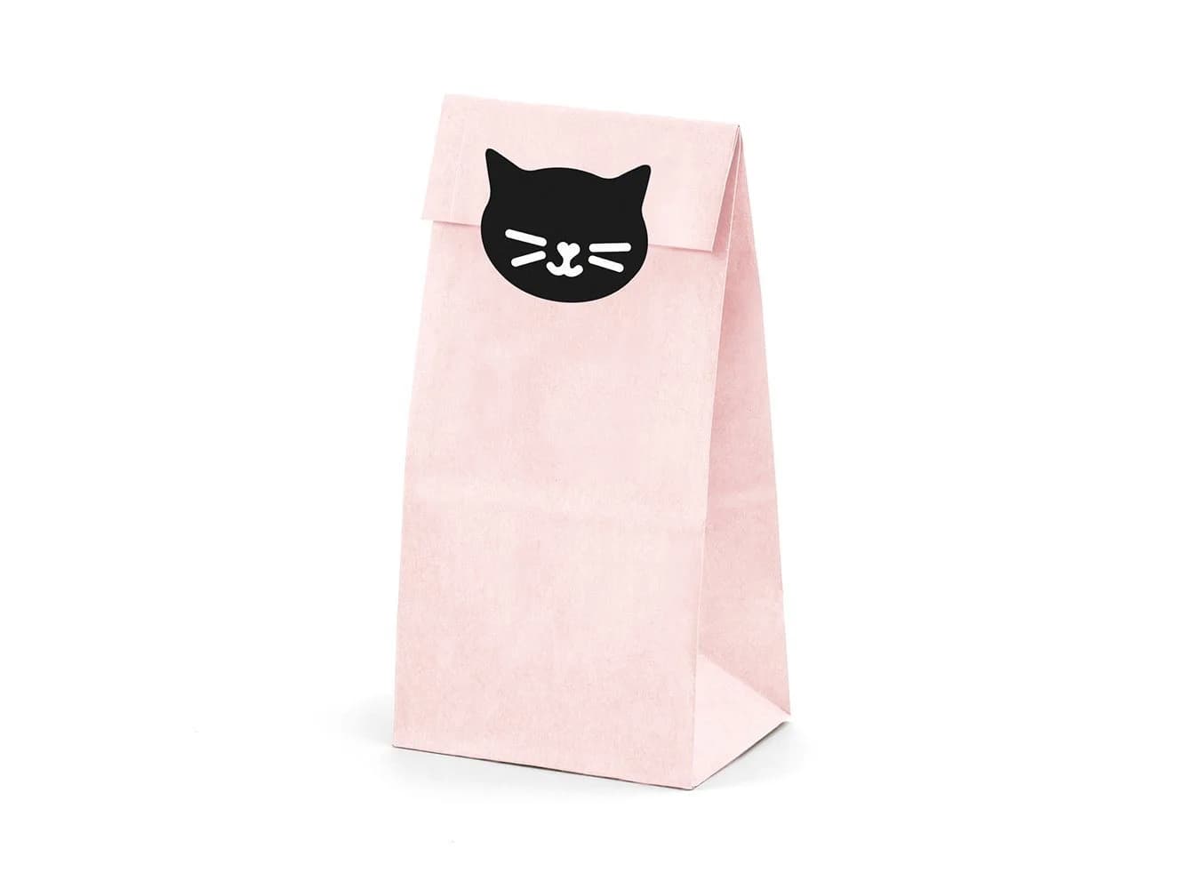partydeco Papierspitztüten 6er Set mit Katzen Aufklebern Rosa Schwarz