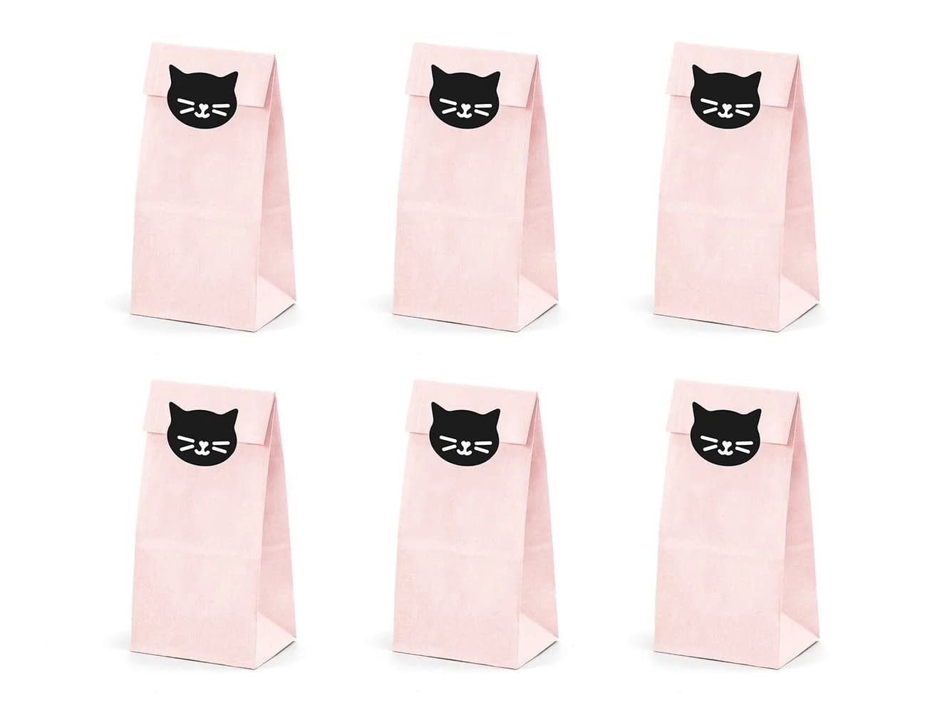 partydeco Papierspitztüten 6er Set mit Katzen Aufklebern Rosa Schwarz - Bild 2