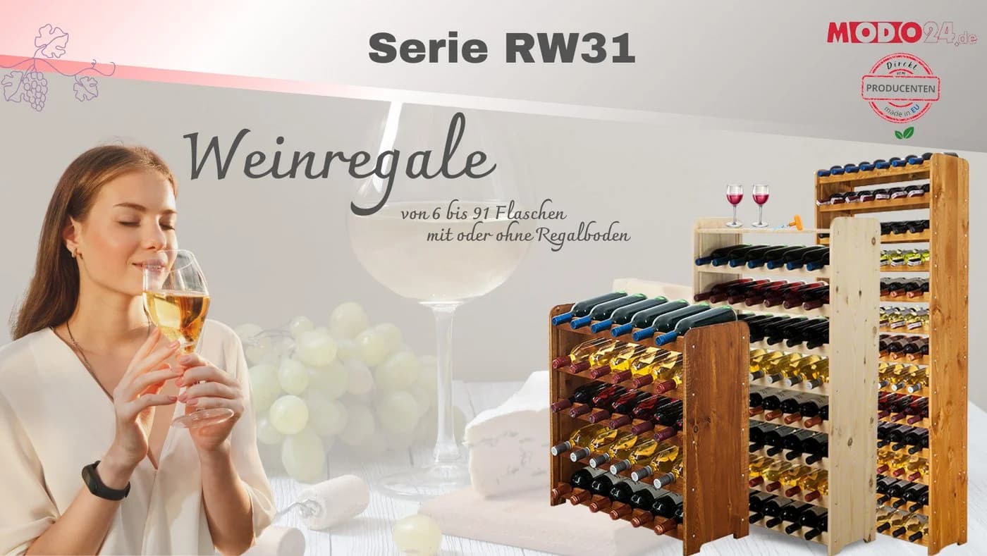 Modo24 Weinregal RW31 aus massivem Kiefernholz Braun - Bild 5