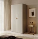 Selsey Kleiderschrank MOONIR Grau mit geriffelten Fronten und goldenen Griffen Bild 1