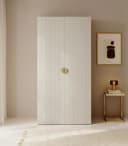 Selsey Kleiderschrank MOONIR Grau mit geriffelten Fronten und goldenen Griffen Bild 2