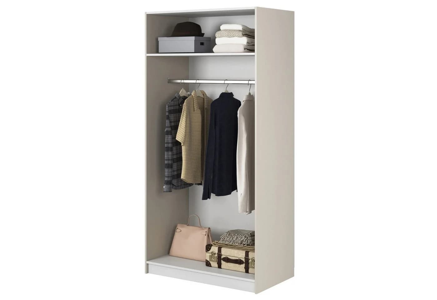 Selsey Kleiderschrank MOONIR Grau mit geriffelten Fronten und goldenen Griffen - Bild 3