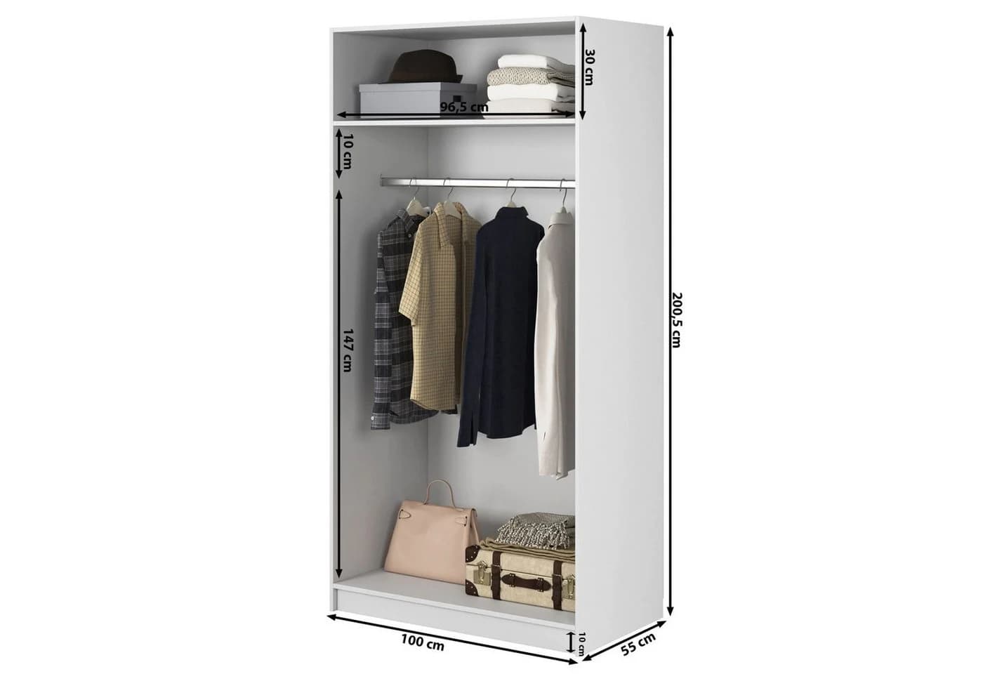 Selsey Kleiderschrank MOONIR Grau mit geriffelten Fronten und goldenen Griffen - Bild 4