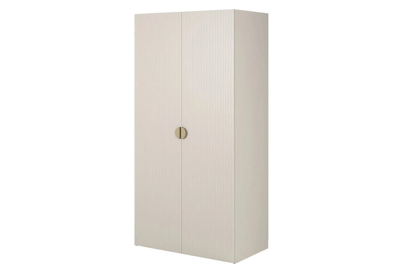 Selsey Kleiderschrank MOONIR Grau mit geriffelten Fronten und goldenen Griffen - Bild 5