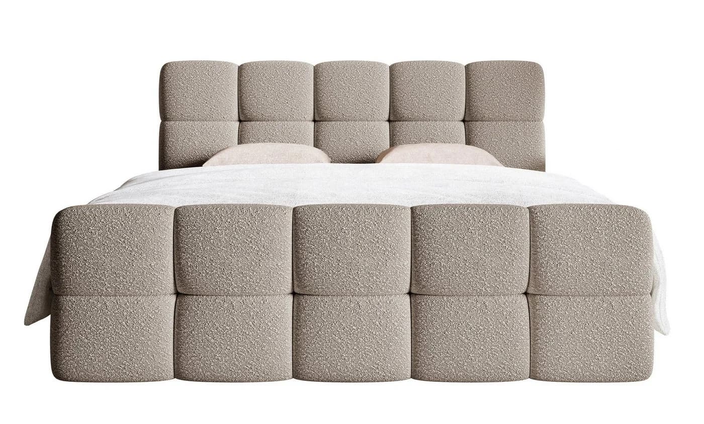 Selsey Boxbett CLOUDY mit Matratze, Topper, Bettkasten und Bouclé-Bezug in Grau - Bild 3