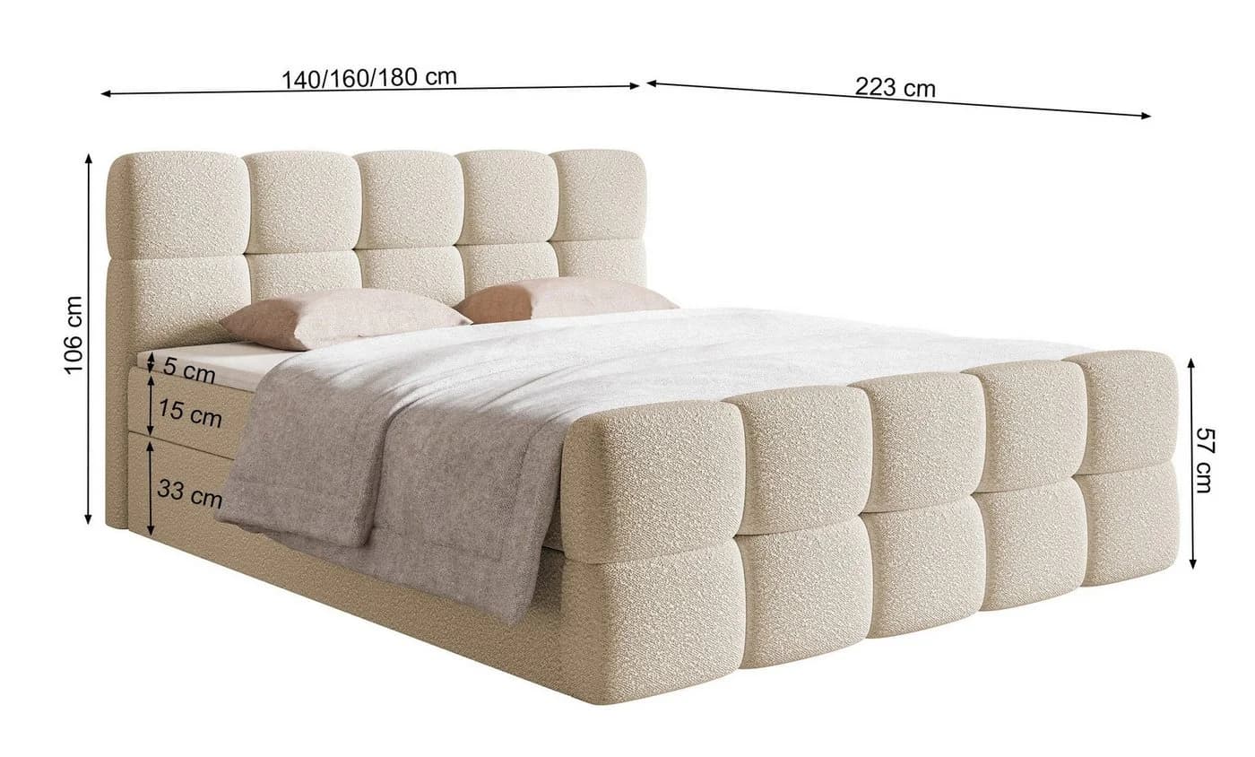 Selsey Boxbett CLOUDY mit Matratze, Topper, Bettkasten und Bouclé-Bezug in Grau - Bild 5
