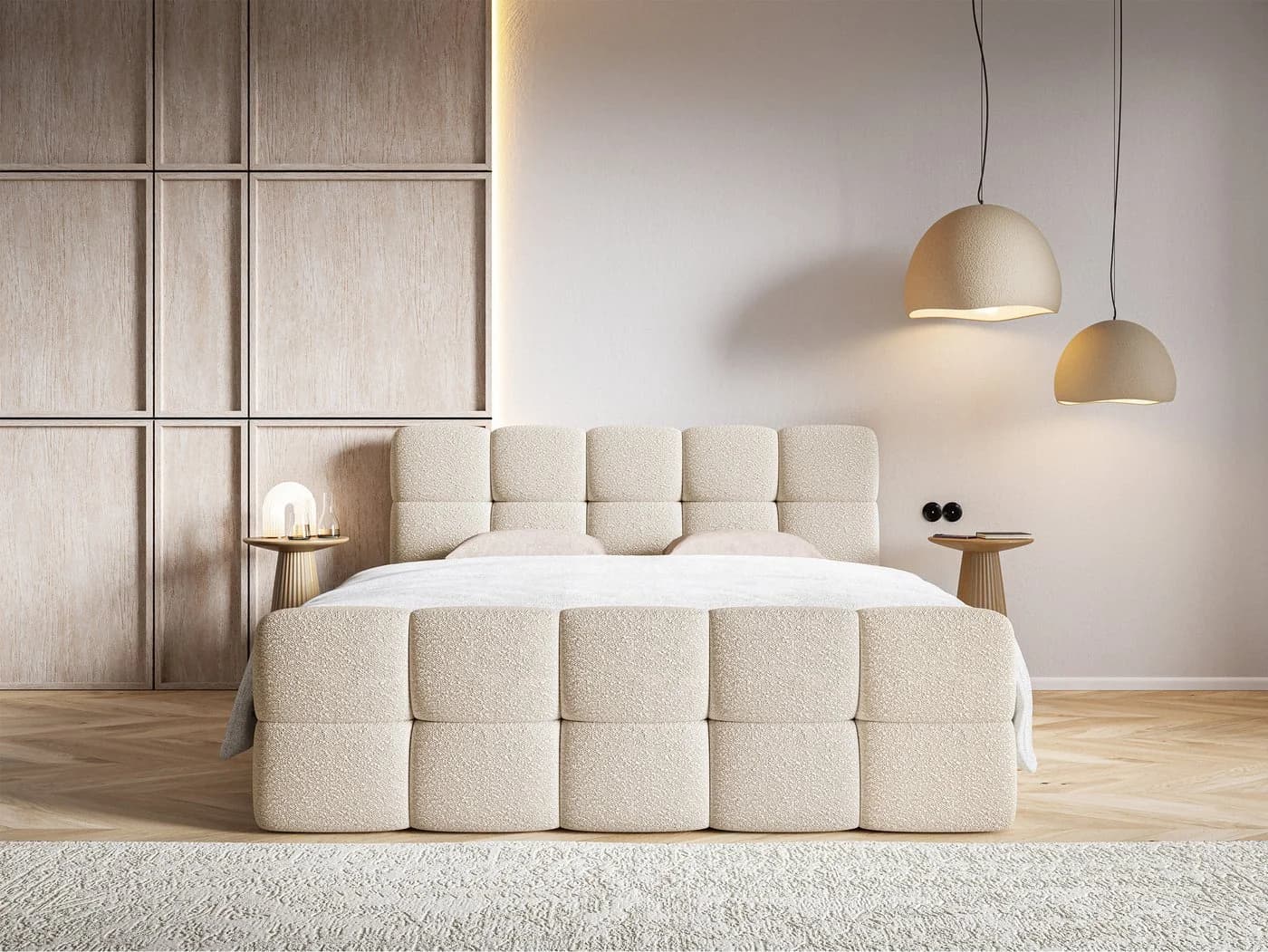 Selsey Boxbett Cloudy mit Matratze & Topper in Bouclé-Optik - Bild 2