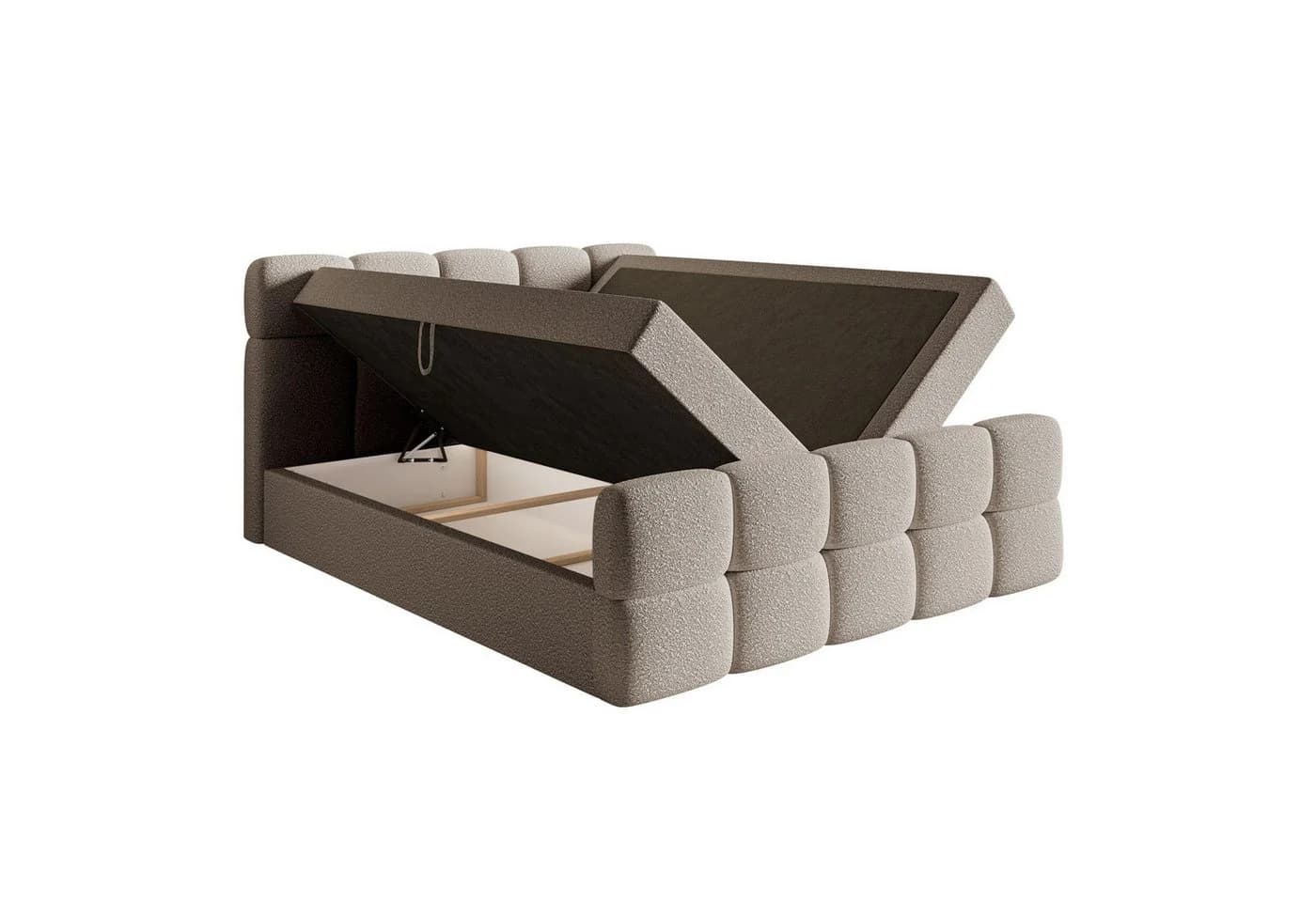 Selsey Boxbett CLOUDY mit Matratze, Topper, Bettkasten und Bouclé-Bezug Grau - Bild 4