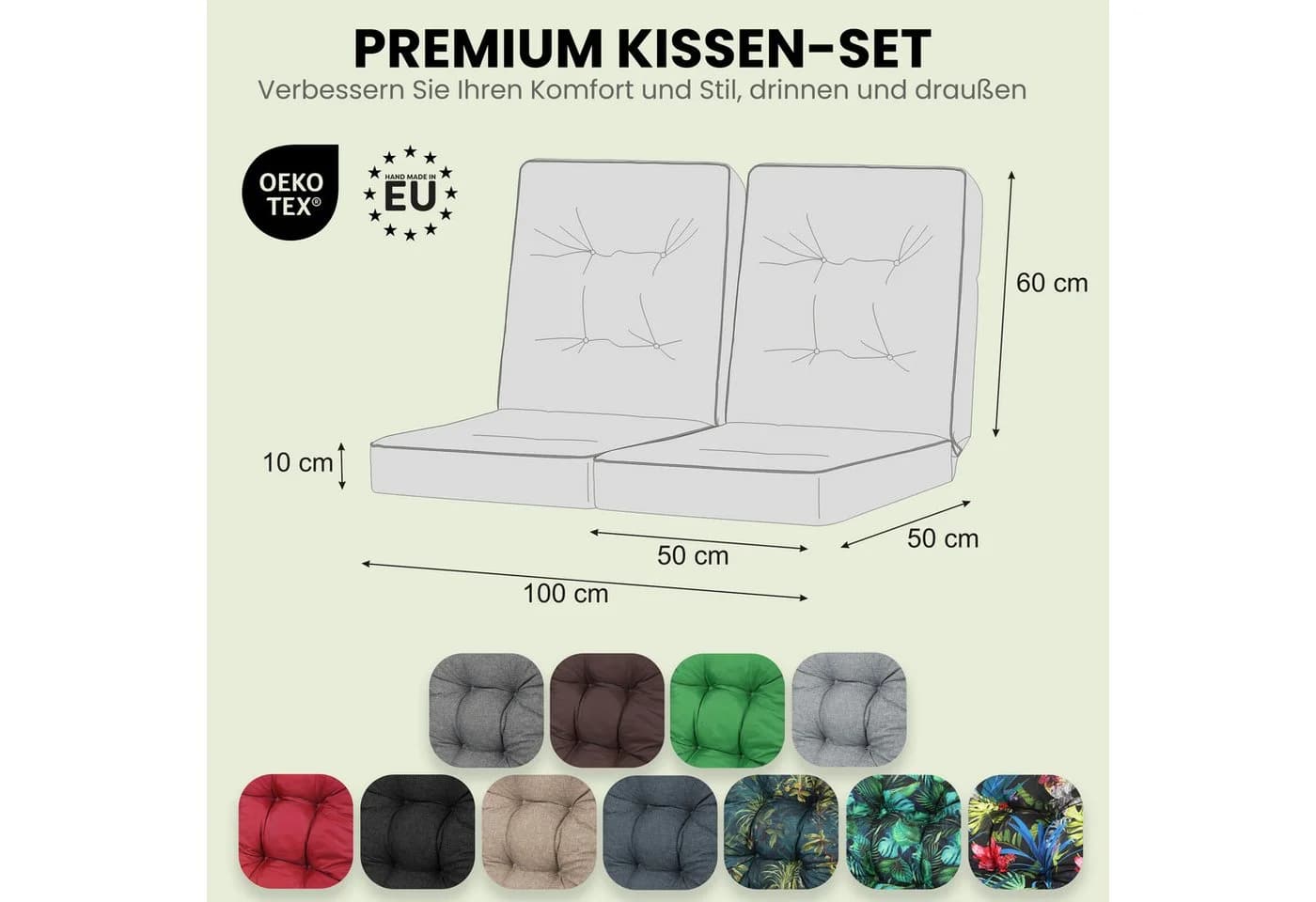 Hobbygarden Bankauflage Grau wasserabweisend UV-beständig - Bild 4