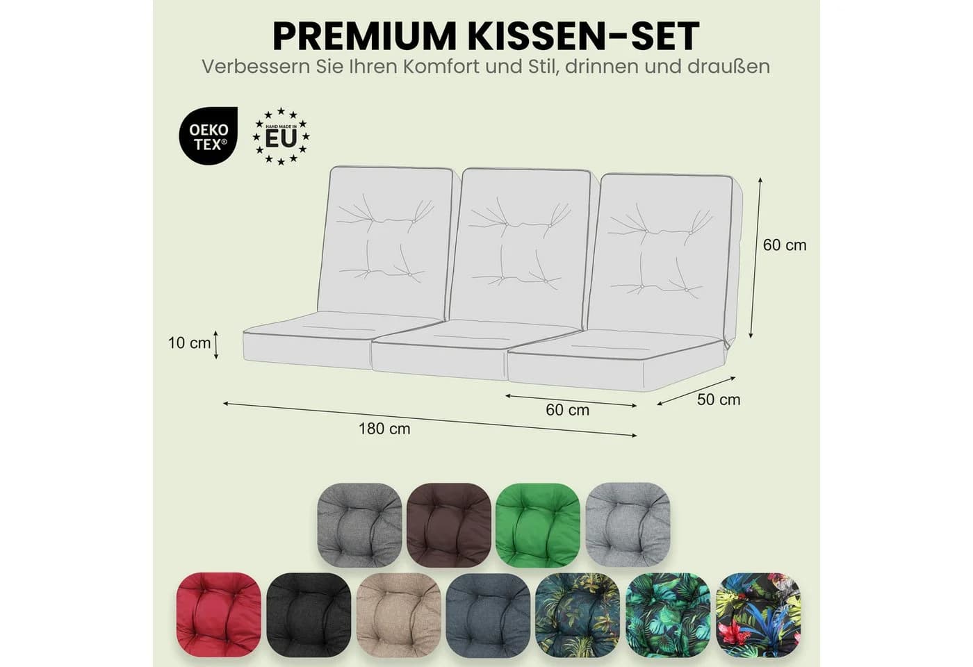 Hobbygarden Bankauflage Polsterauflage wasserabweisend UV-beständig Navyblau - Bild 4