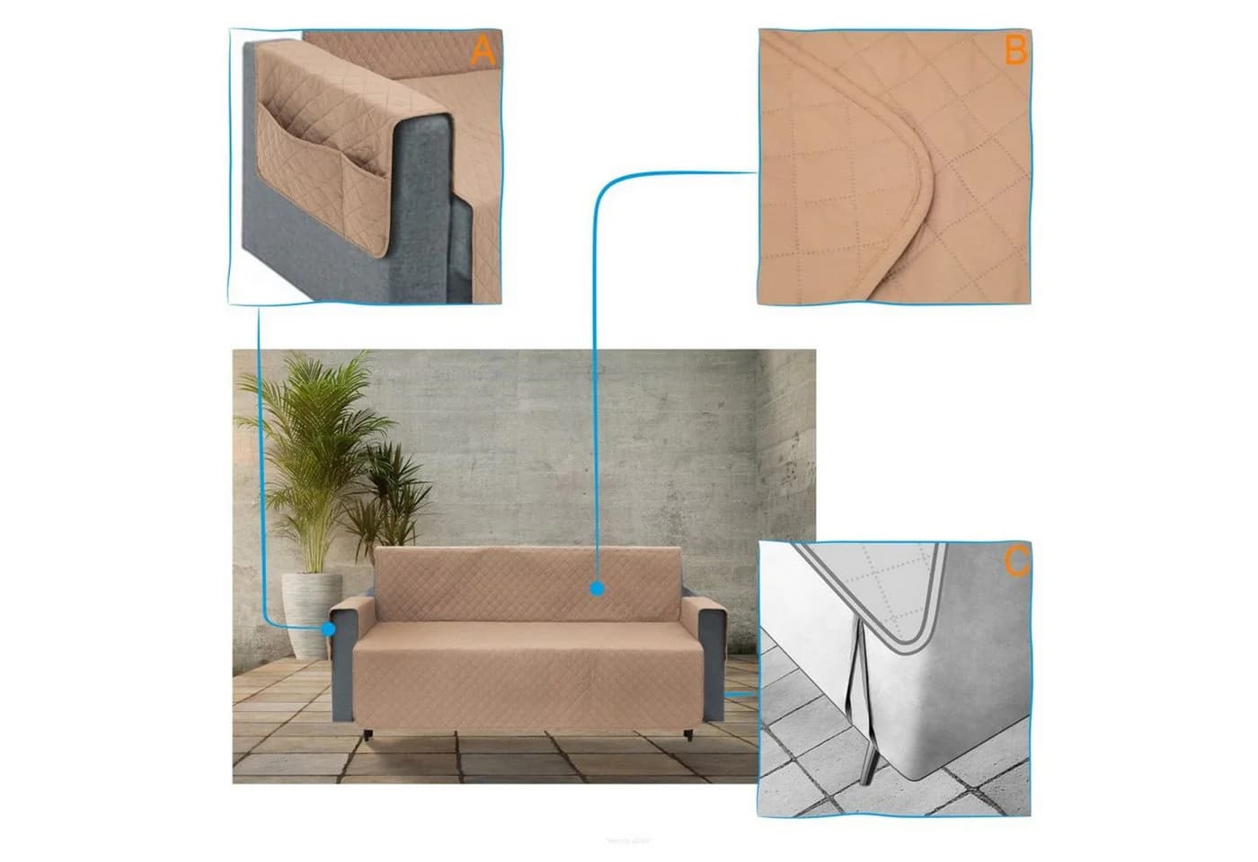 Hobbydog Sofahusse Wasserdicht Beige Mikrofaserschutz - Bild 4