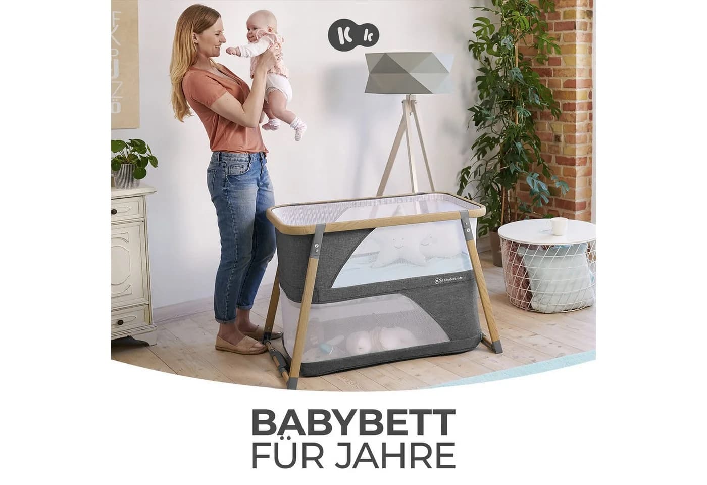 KINDERKRAFT Baby-Reisebett SOFI Grau 3-in-1 mit Matratze