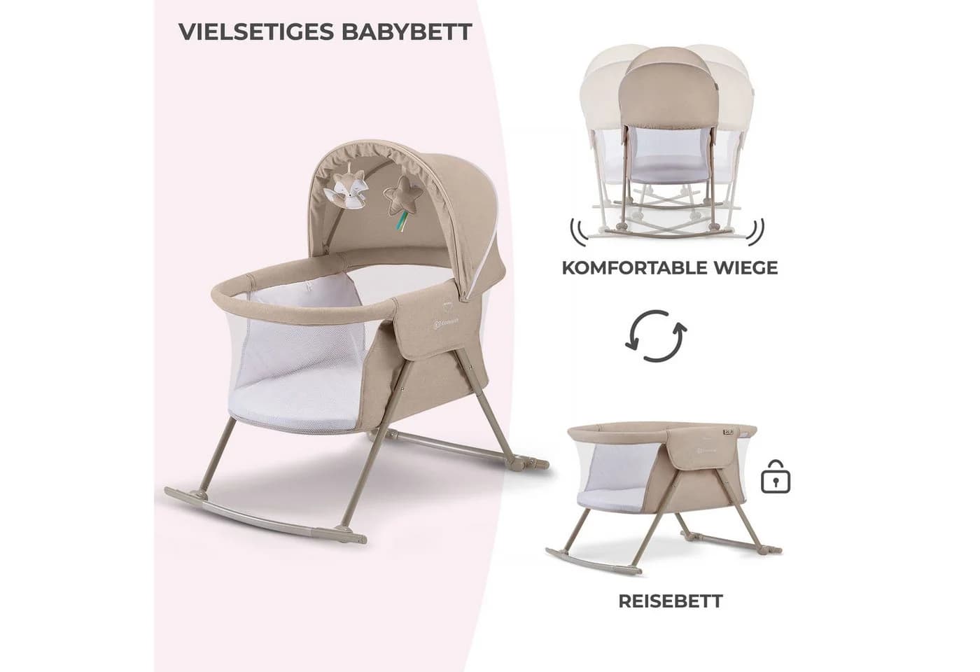 Kinderkraft Baby-Reisebett LOVI Beige - Bild 3