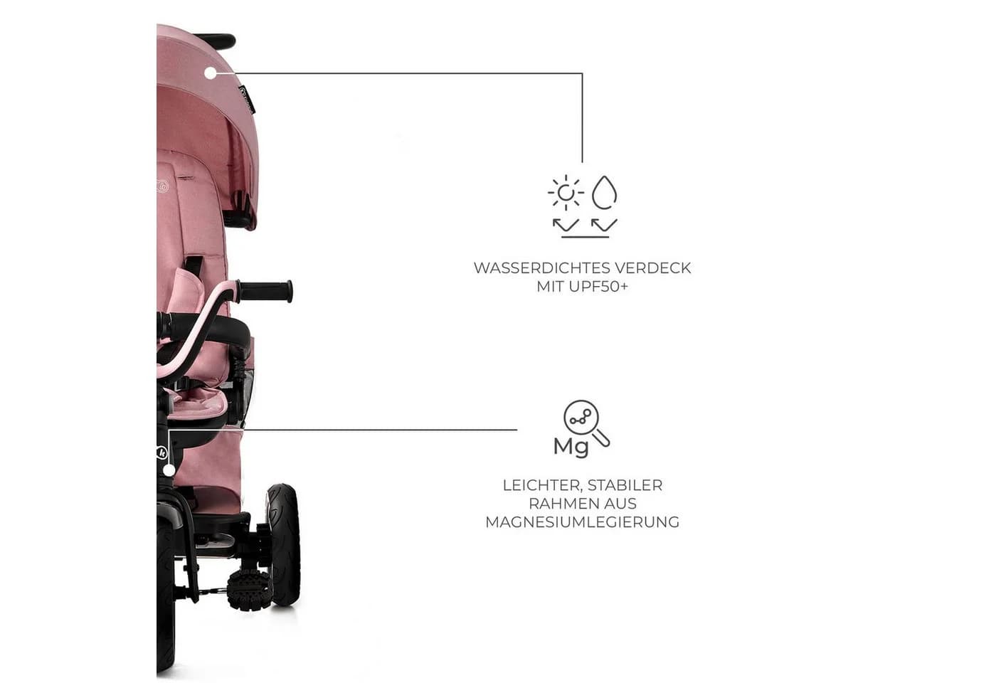 Kinderkraft Dreirad Easytwist Rosa mit Schubstange - Bild 4