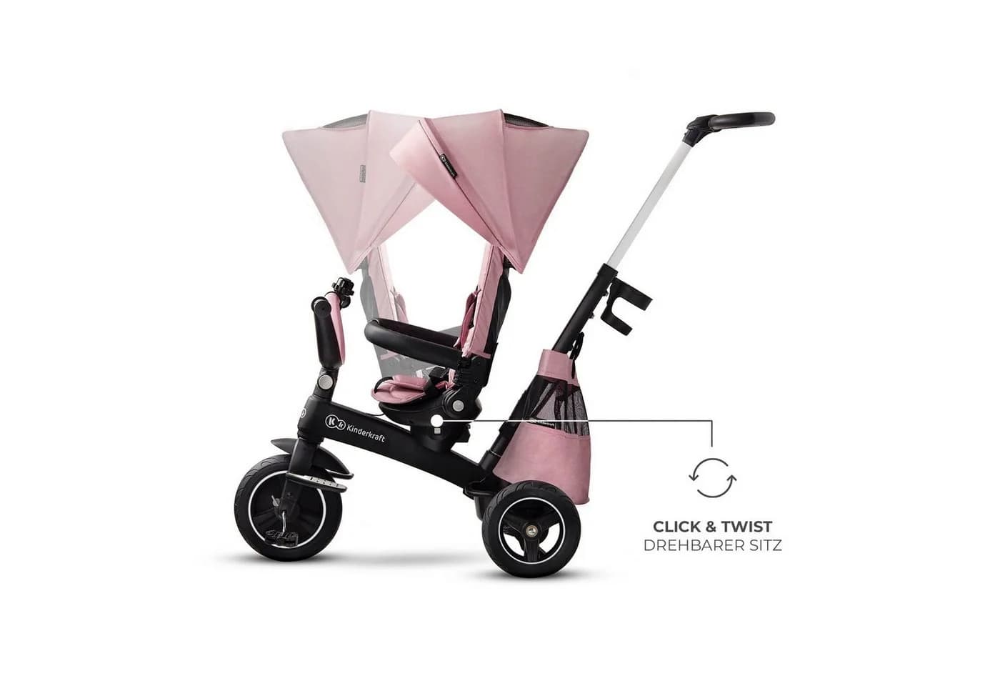 Kinderkraft Dreirad Easytwist Rosa mit Schubstange - Bild 5