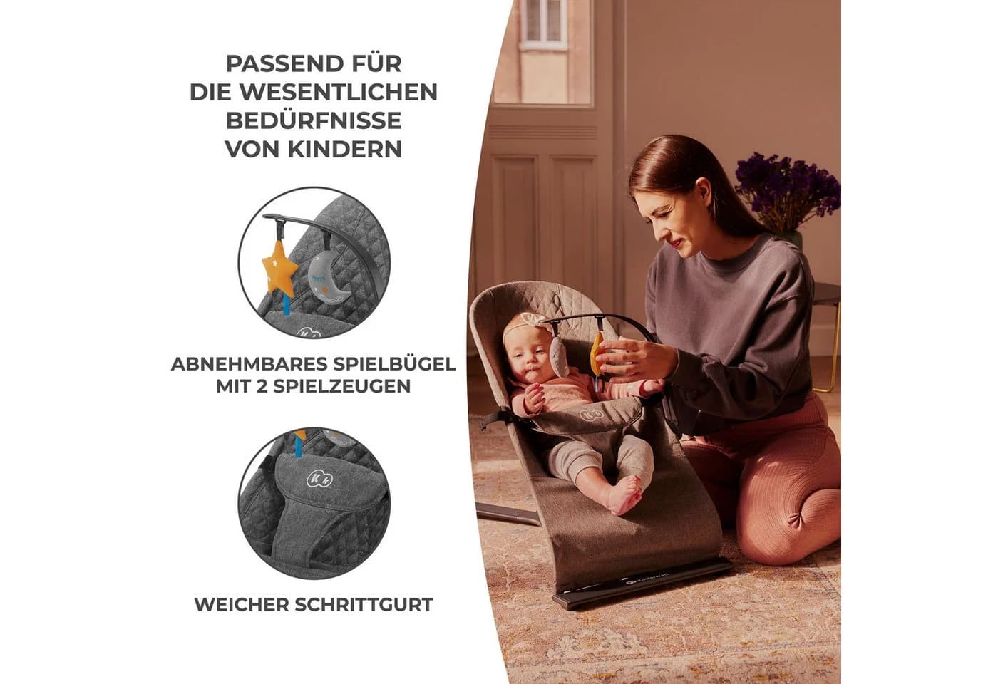 KINDERKRAFT Babywippe MIMI Grau Aluminium Polyester - Bild 4