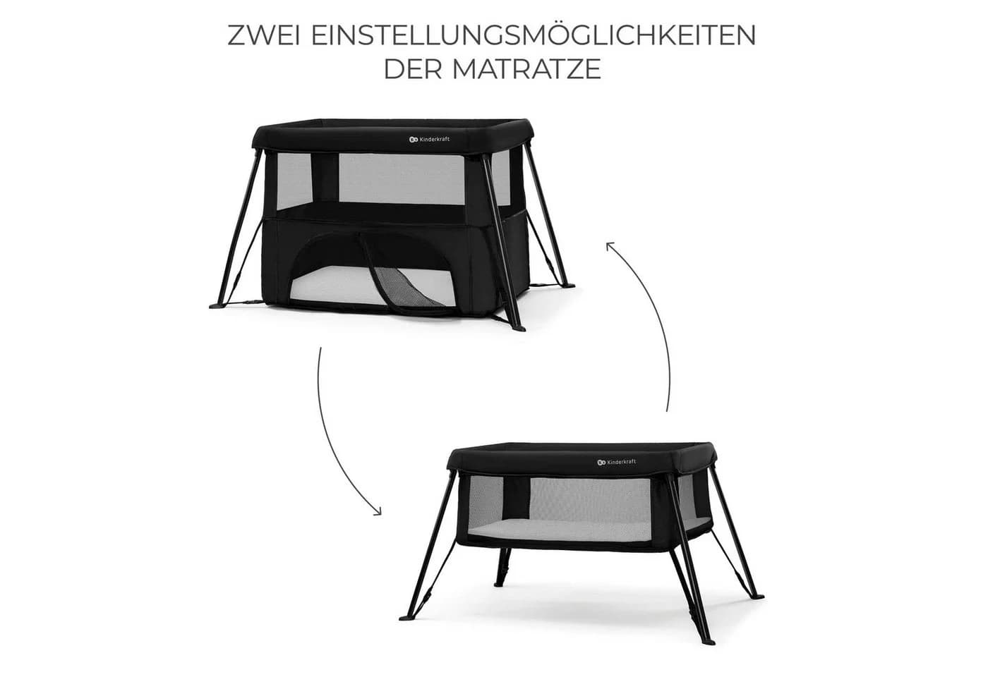 Kinderkraft Baby-Reisebett CAMI Schwarz 3-in-1 Laufgitter - Bild 5