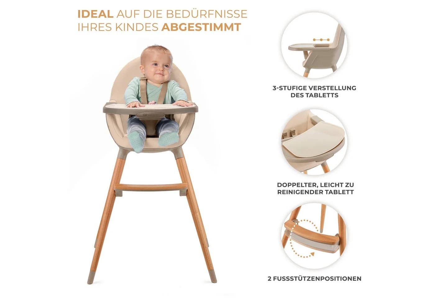 Kinderkraft Hochstuhl FINI 2 2-in-1 Buchenholz - Bild 5