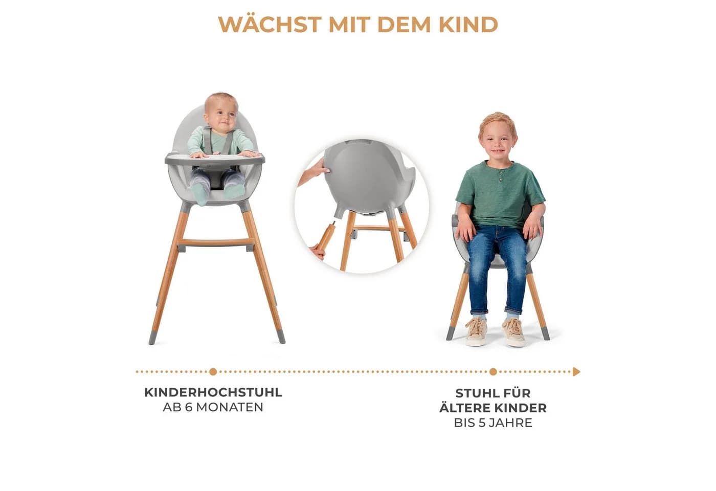KINDERKRAFT FINI 2 Hochstuhl Grau 2-in-1 - Bild 4
