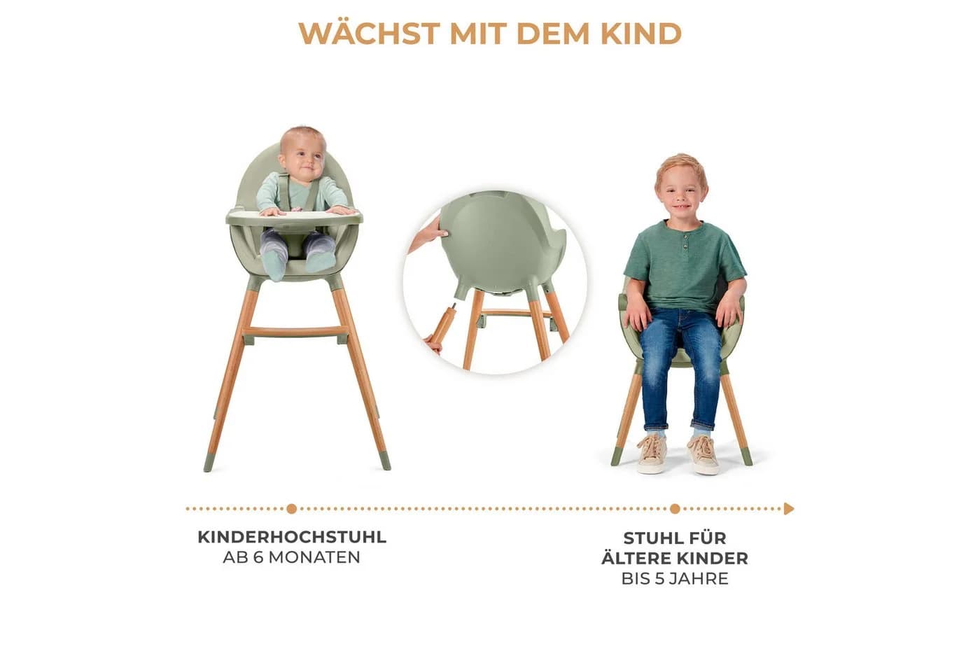 Kinderkraft Hochstuhl FINI 2 Grün Leder Buchenholz - Bild 4