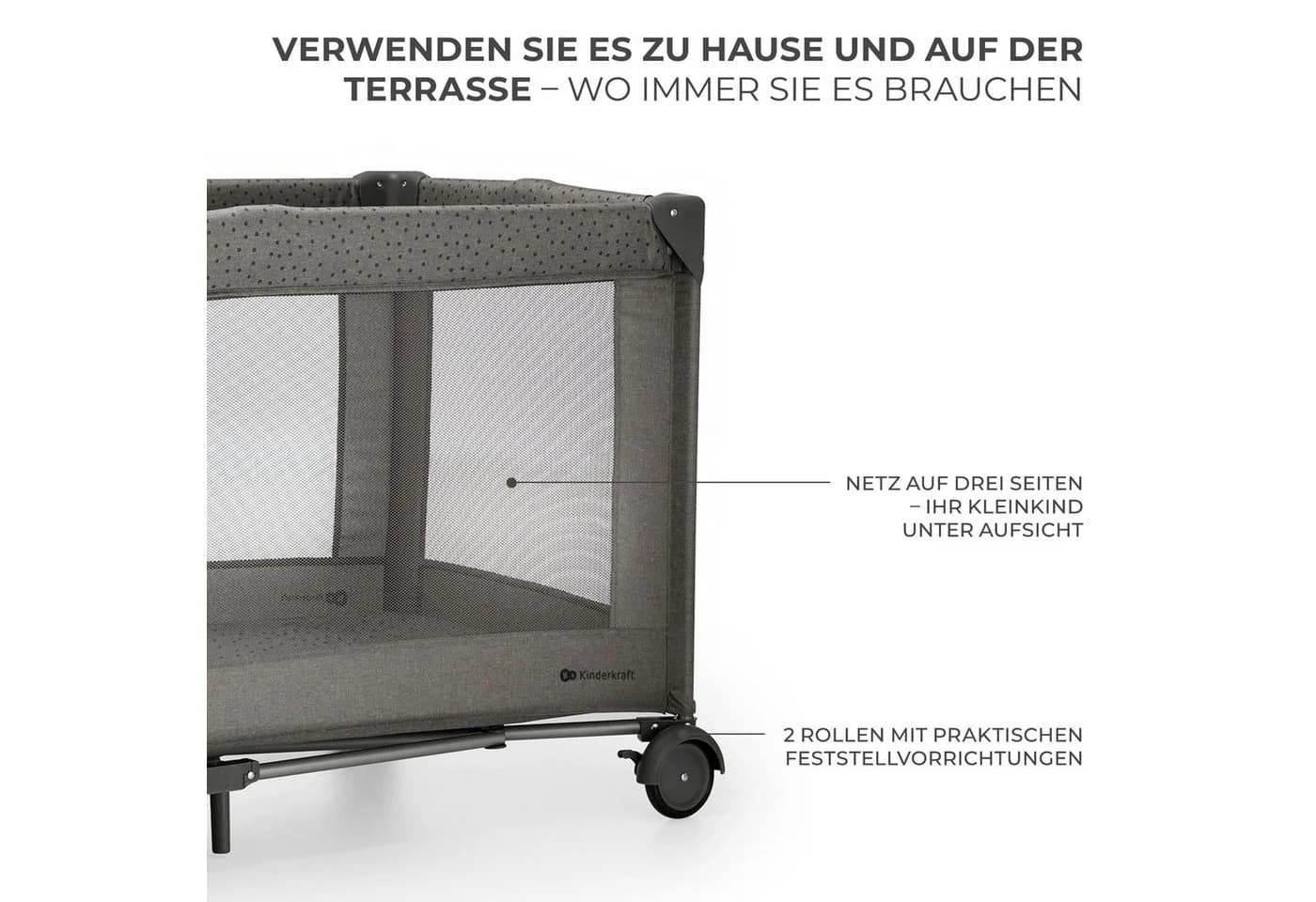 Kinderkraft Baby-Reisebett JOY 2 Grau 2-in-1 Klappbar - Bild 4