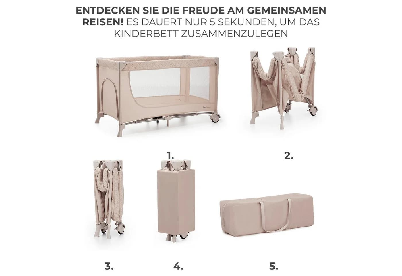 Kinderkraft Baby-Reisebett JOY 2 Beige 2-in-1 Klappbett - Bild 3