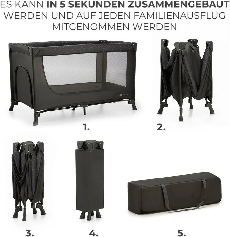 Kinderkraft Baby-Reisebett JOY LIGHT Grau mit Tragetasche - Bild 3