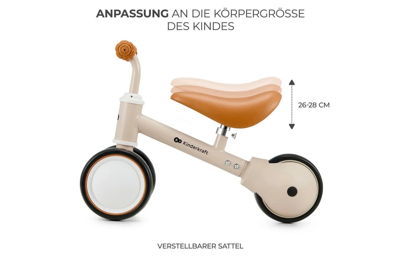 Kinderkraft Laufrad CUTIE - Beiges Minidreirad mit höhenverstellbarem Sattel - Bild 3