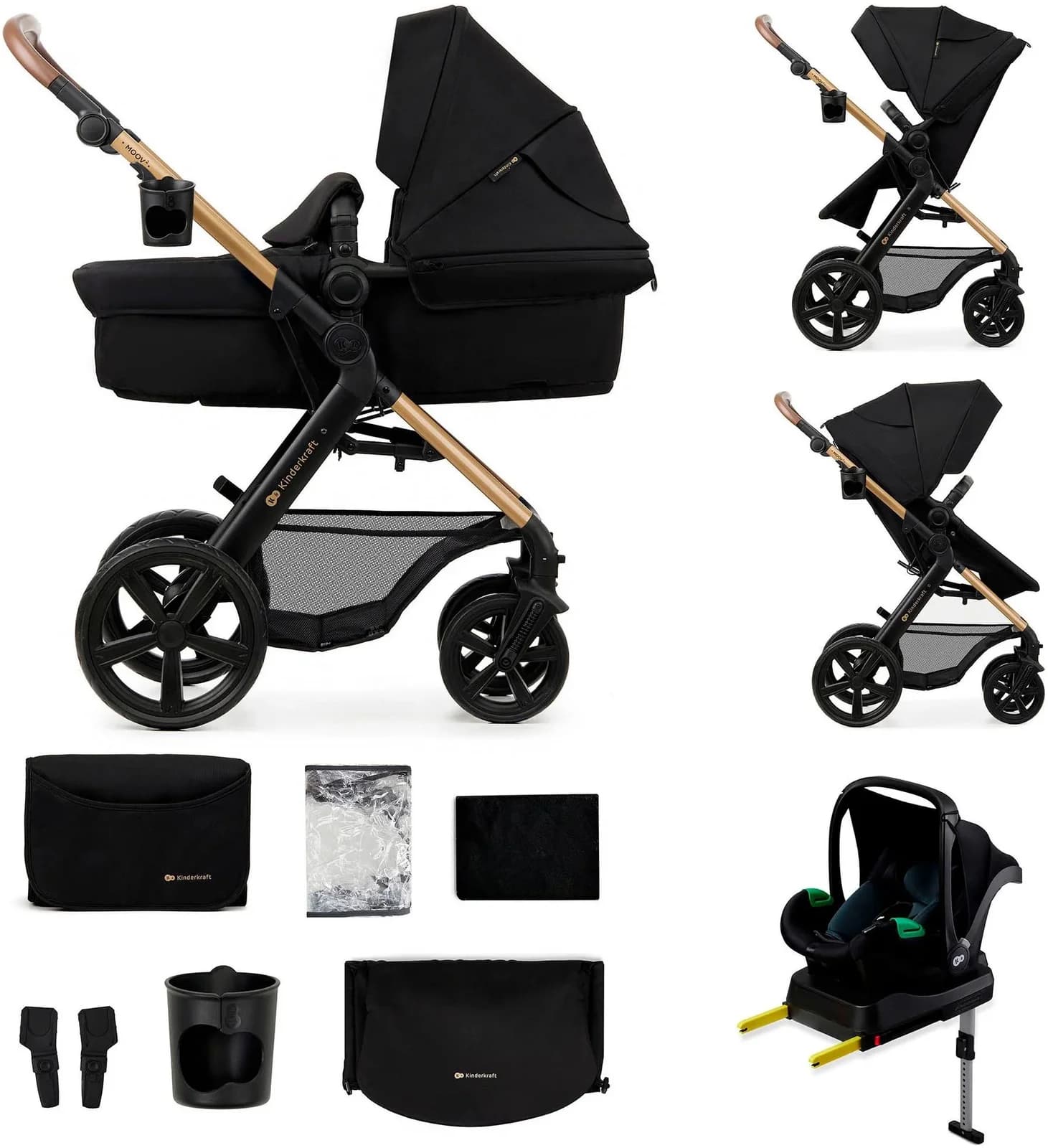 Kombi-Kinderwagen Kinderkraft MOOV 2 4in1 EVA schwarz
