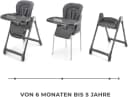 KINDERKRAFT TULO Hochstuhl Grau 3-in-1 mit Rollen Bild 1
