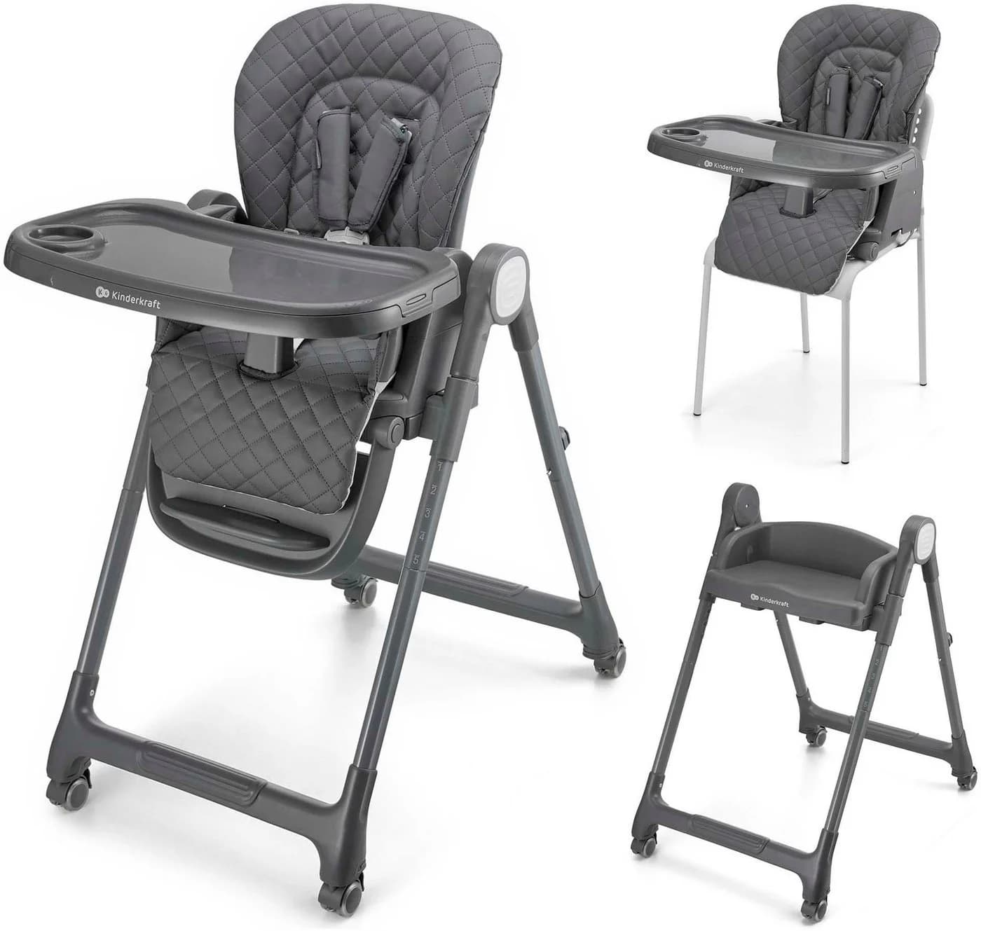 KINDERKRAFT TULO Hochstuhl Grau 3-in-1 mit Rollen - Bild 2