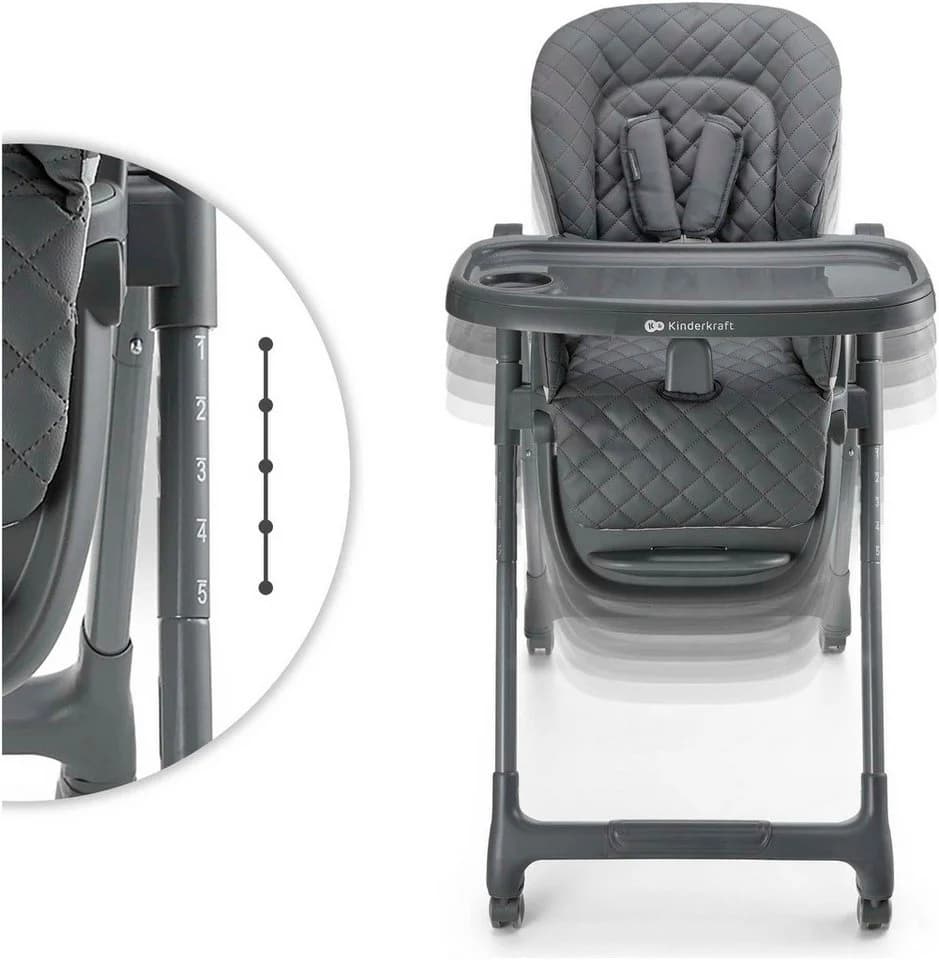 KINDERKRAFT TULO Hochstuhl Grau 3-in-1 mit Rollen - Bild 3