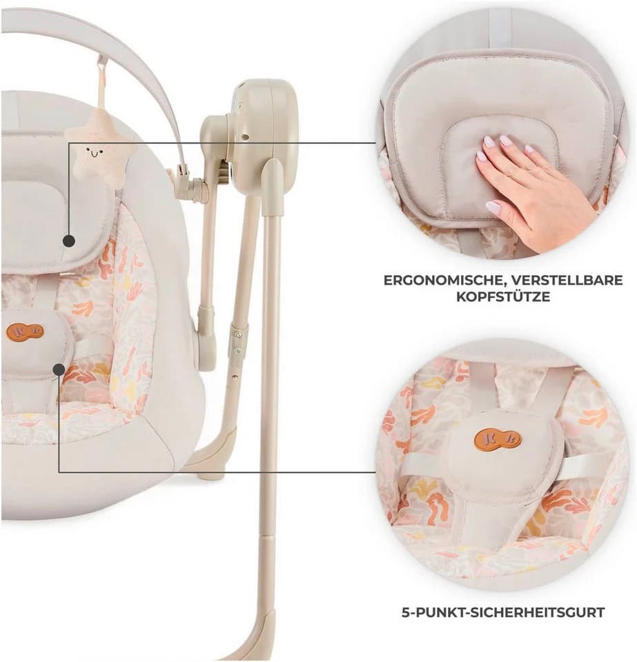 KINDERKRAFT Swingee Babywippe Elektrisch Beige mit Timer - Bild 4