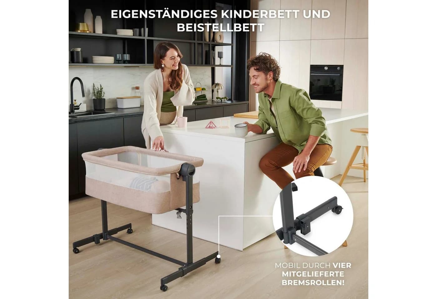 Beistellbett KINDERKRAFT "Neste Up 2" Baby 2-in-1 Kunststoff Polyester