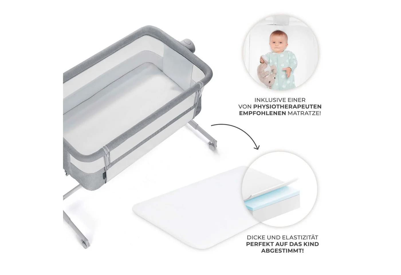 Kinderkraft Beistellbett Neste Up 2 Grau 2-in-1 Babybett - Bild 4
