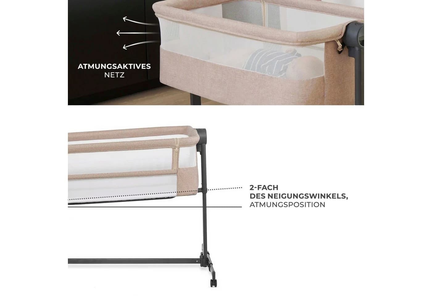 Kinderkraft Beistellbett Neste Up 2 Grau 2-in-1 Babybett - Bild 5