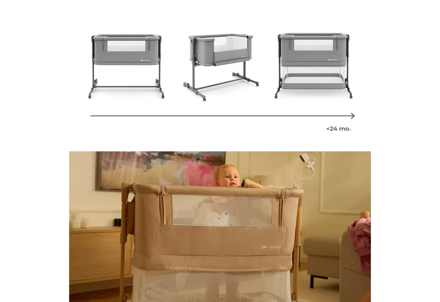 Kinderkraft Beistellbett Nestee Grow 2 3-in-1 mit Matratze - Bild 3