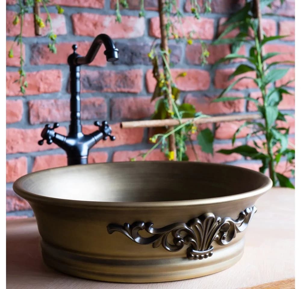 wohnwerk.idee Aufsatzwaschbecken Betty Retro Vintage Antik Bronze