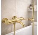 wohnwerk.idee Wannenarmatur Gold Messing Einhebelmischer mit Stabhandbrause Bild 2