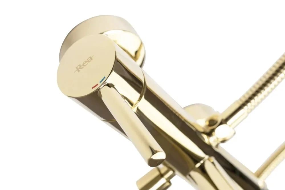 wohnwerk.idee Wannenarmatur Gold Messing Einhebelmischer mit Stabhandbrause - Bild 5