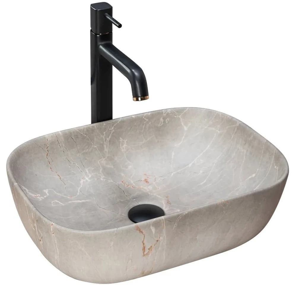 wohnwerk.idee Aufsatzwaschbecken Livia Beige/Grau Stein Optik - Bild 2