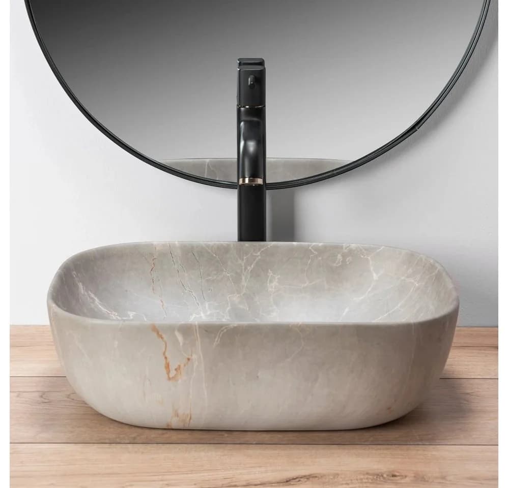 wohnwerk.idee Aufsatzwaschbecken Livia Beige/Grau Stein Optik - Bild 3