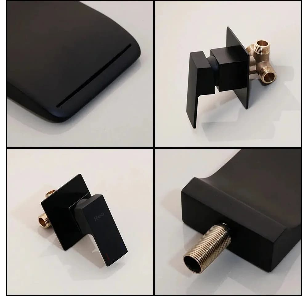 wohnwerk.idee Unterputzarmatur Waschbecken Wandarmatur Gold Schwarz - Bild 5