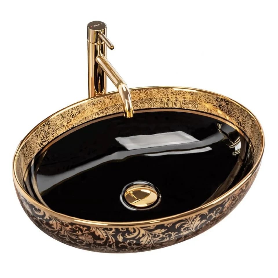 wohnwerk.idee Aufsatzwaschbecken Margot Schwarz Gold Türkis Orientalisch - Bild 2